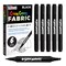 U.S. Art Supply Super Markers Black Dual Tip Fabric Markers Permanent for Clothes - Set of 6 Fabric Pens with Permanent Ink, Double-Ended with Chisel Point and Fine Point Tips
